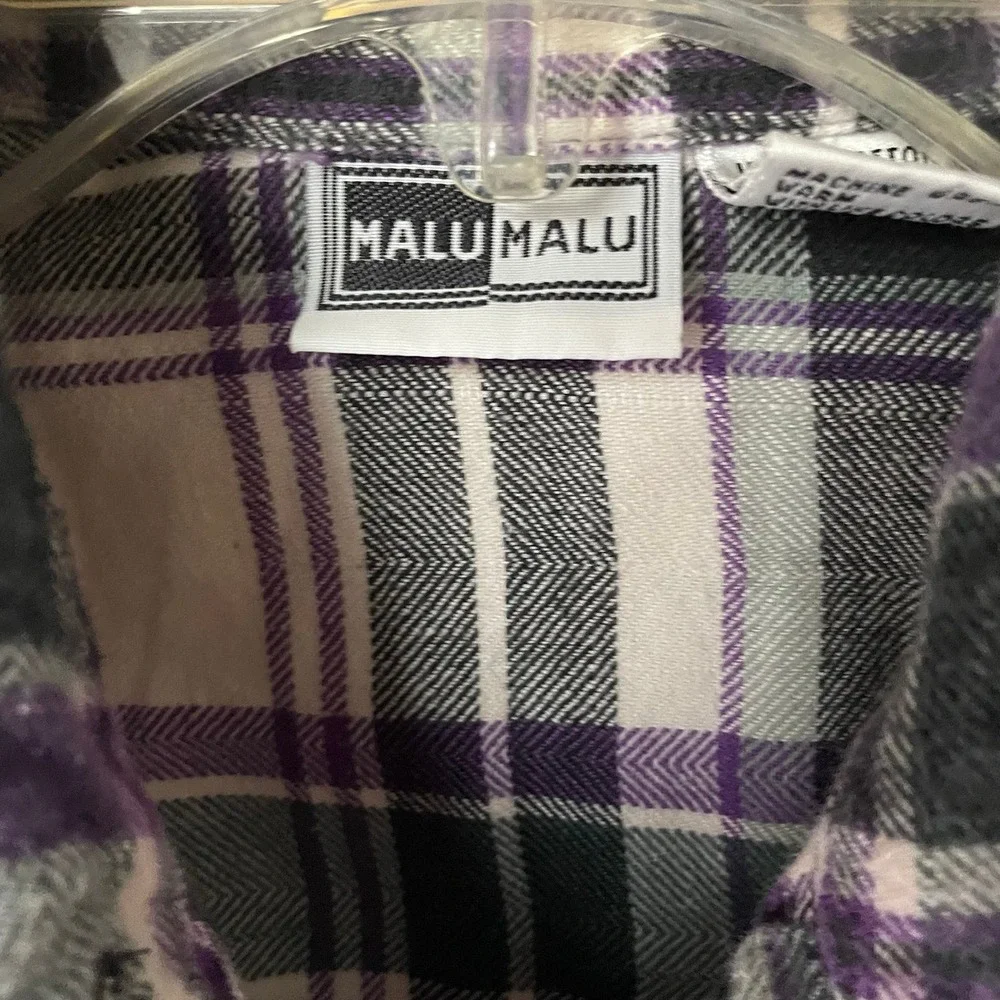 Vintage Malu Malu Purple‎ Flannel Button Up Shirt, L